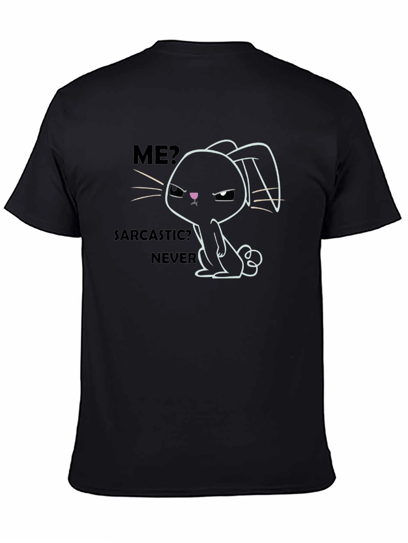 Sarcastic Bunny Graphic T-Shirt - Unisex Black Cotton Tee