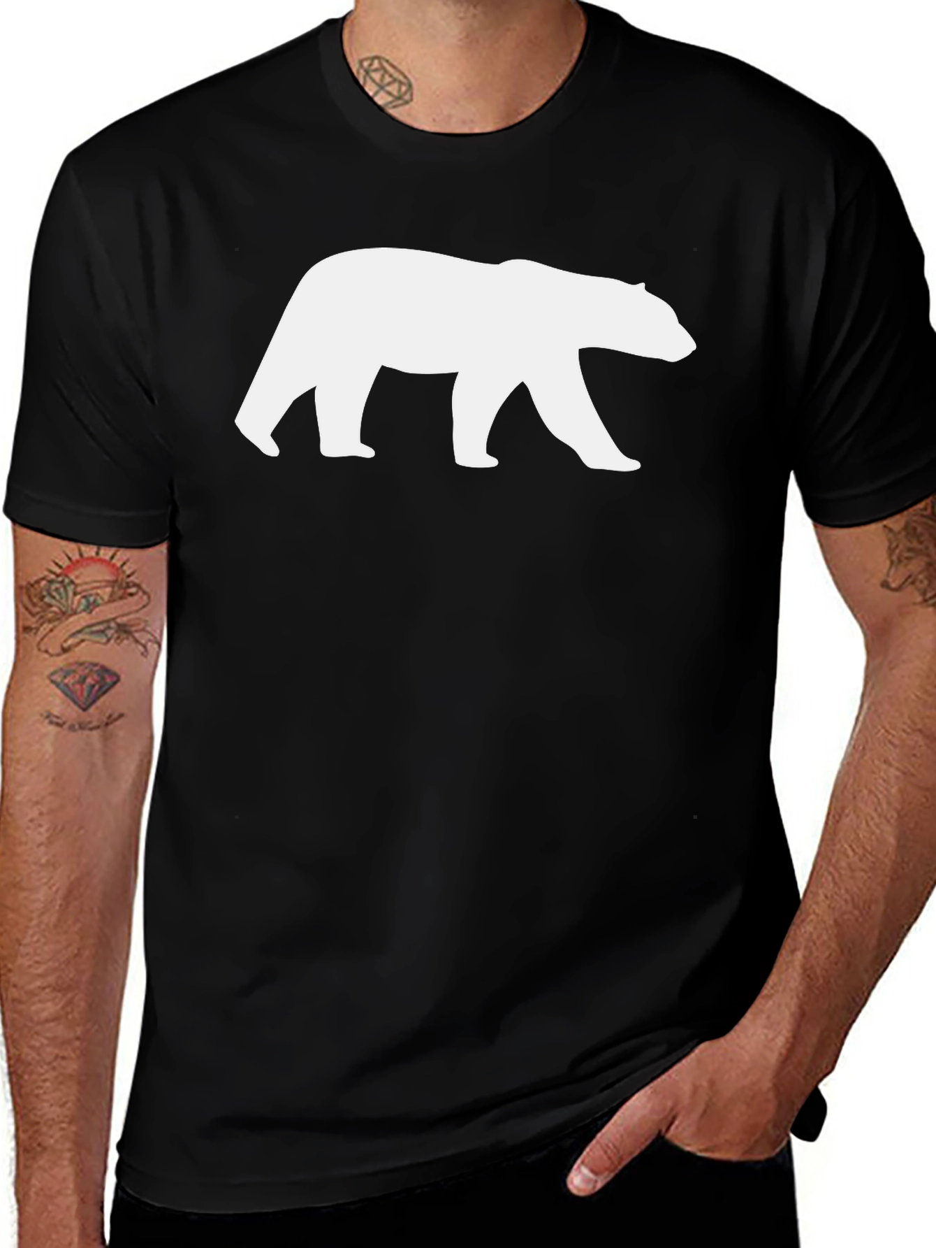 Bear Silhouette Graphic Tee - Black