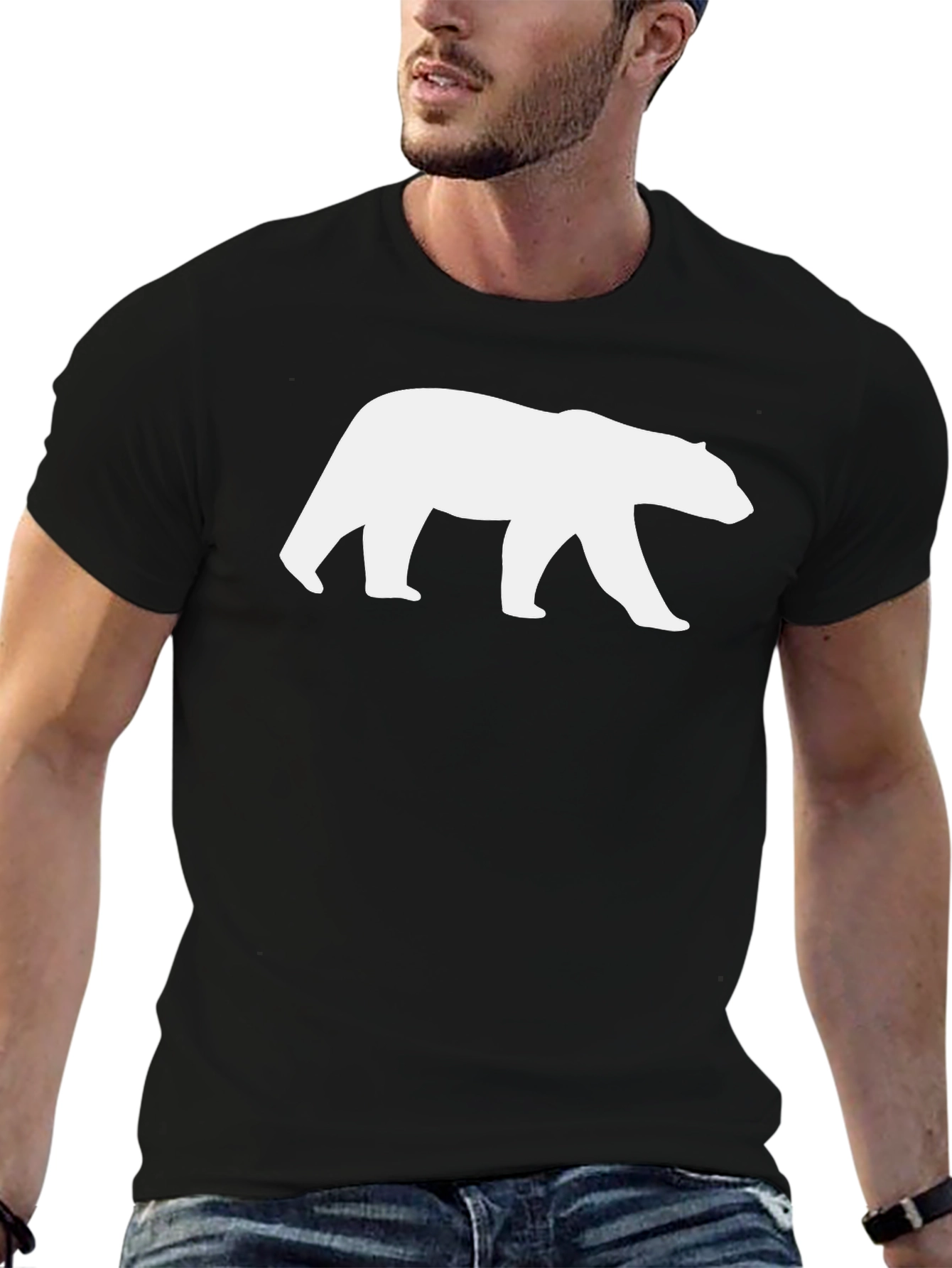 Bear Silhouette Graphic Tee - Black