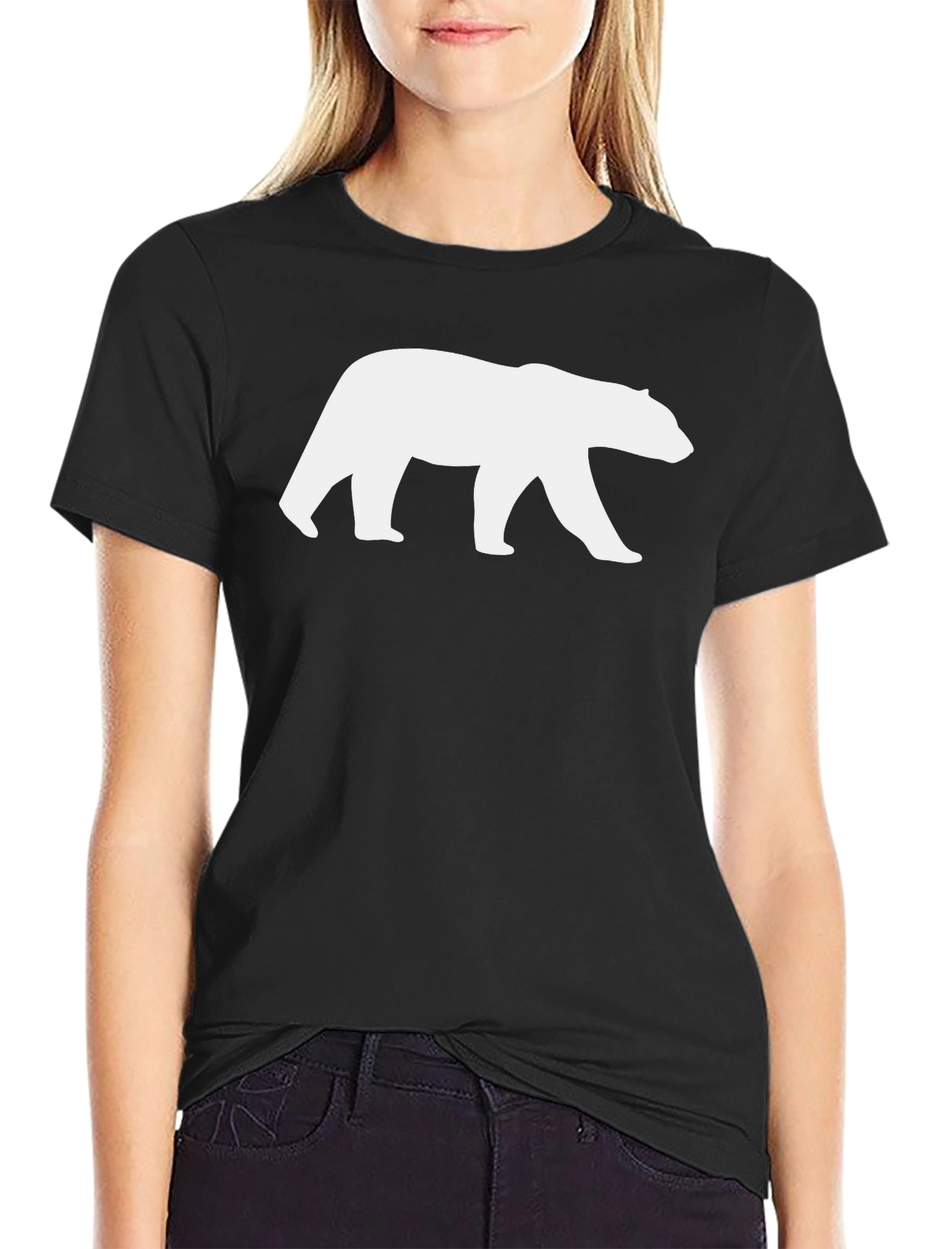 Bear Silhouette Graphic Tee - Black