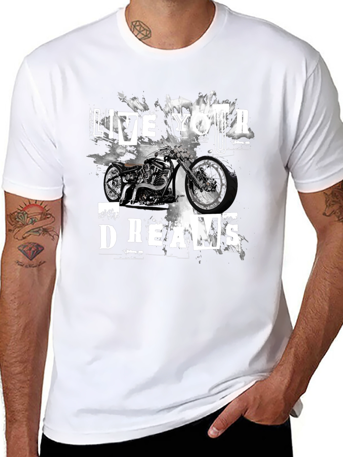 Live Your Dreams Graphic Tee - Motorcycle T-Shirt