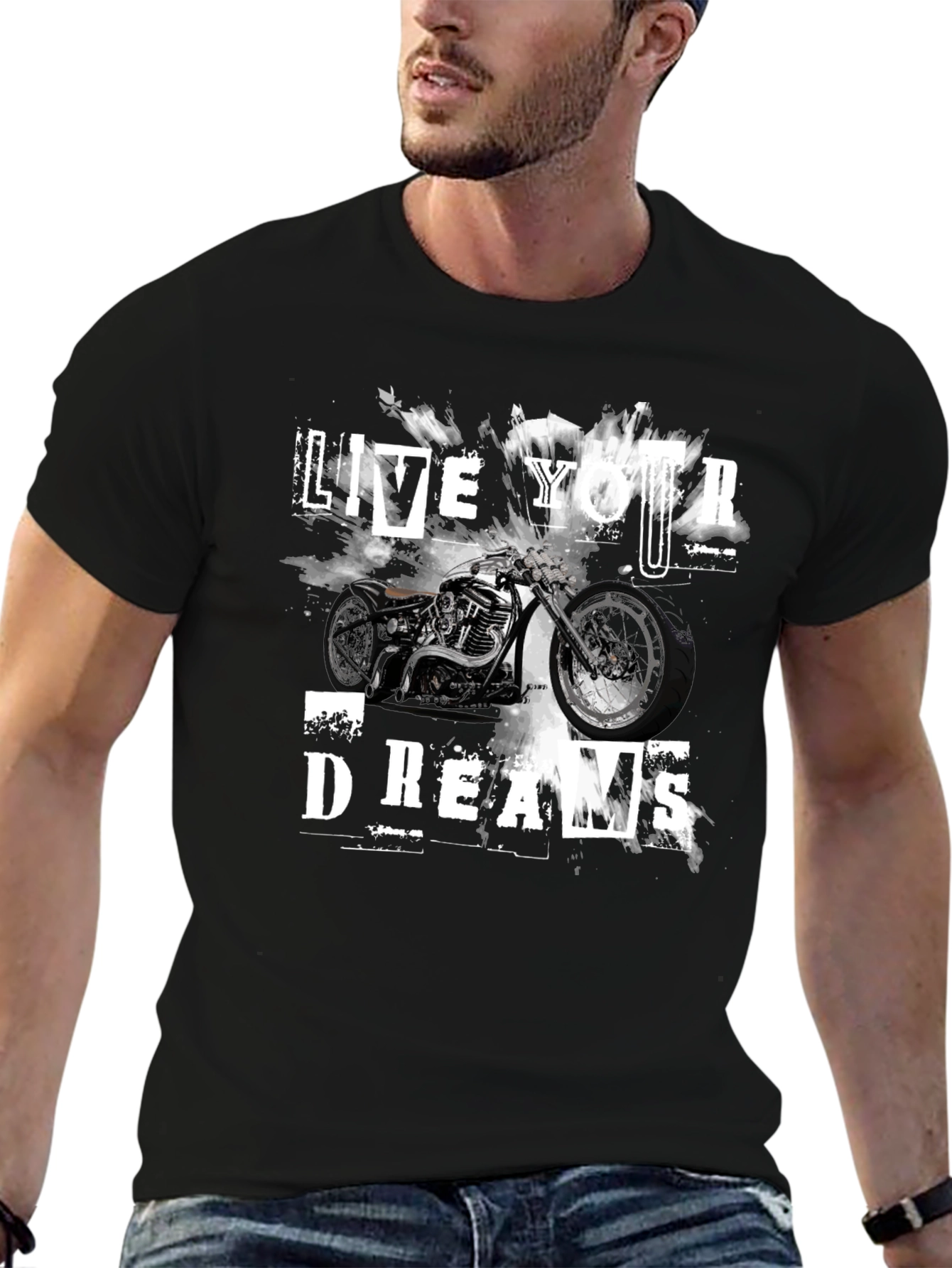 Live Your Dreams Graphic Tee - Motorcycle T-Shirt