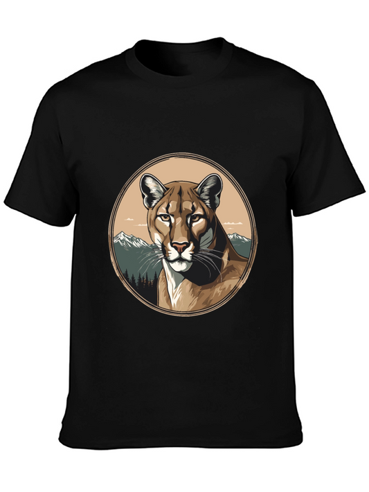 Mountain Lion Graphic Tee - Premium Black T-Shirt