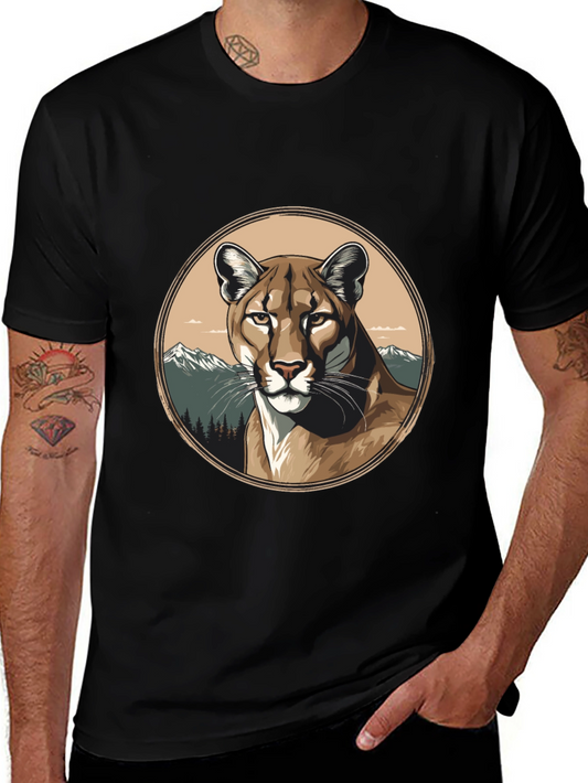 Mountain Lion Graphic Tee - Premium Black T-Shirt