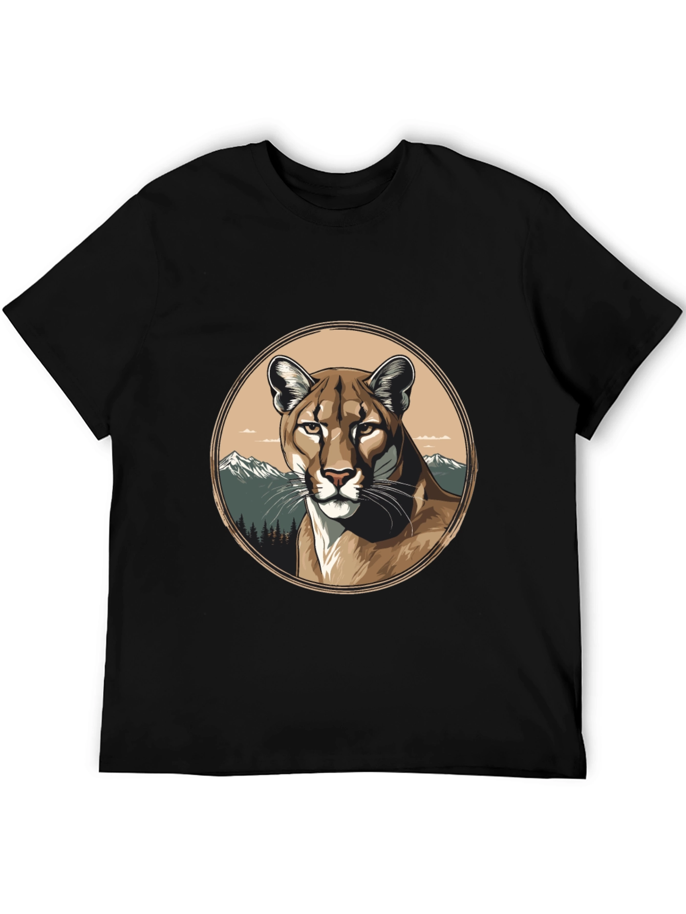 Mountain Lion Graphic Tee - Premium Black T-Shirt