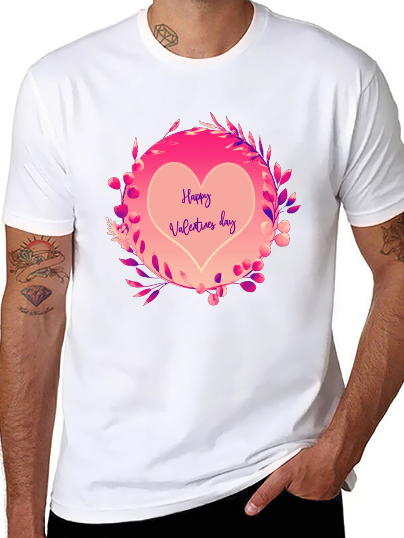 Happy Valentines Day Heart Graphic Tee - Black