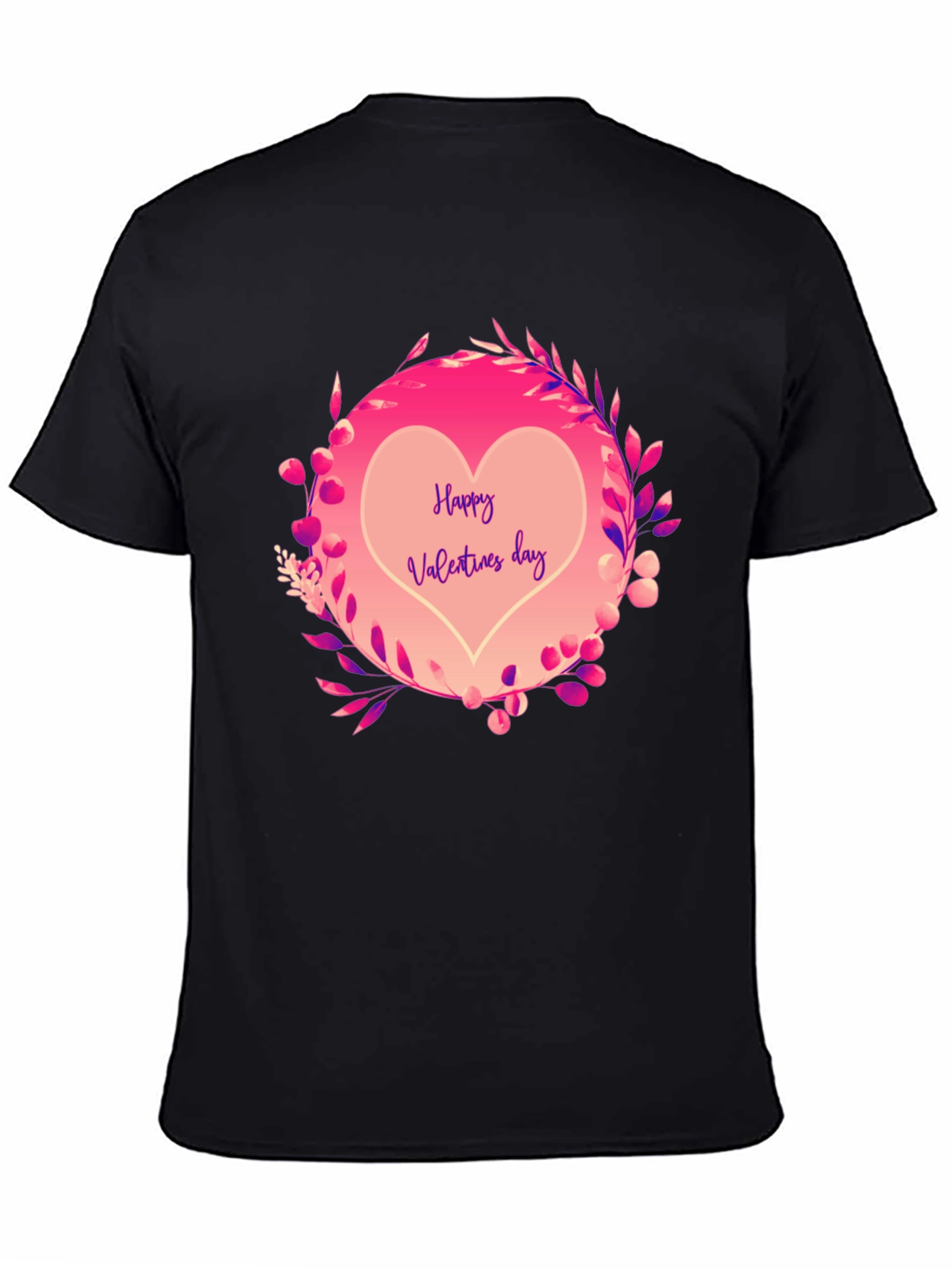 Happy Valentines Day Heart Graphic Tee - Black
