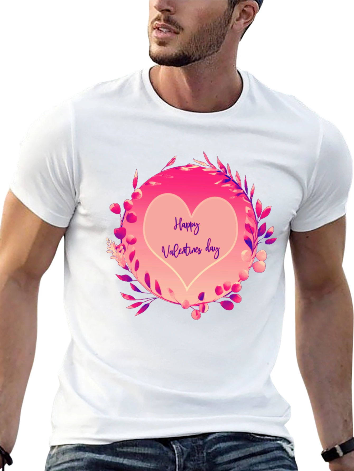 Happy Valentines Day Heart Graphic Tee - Black
