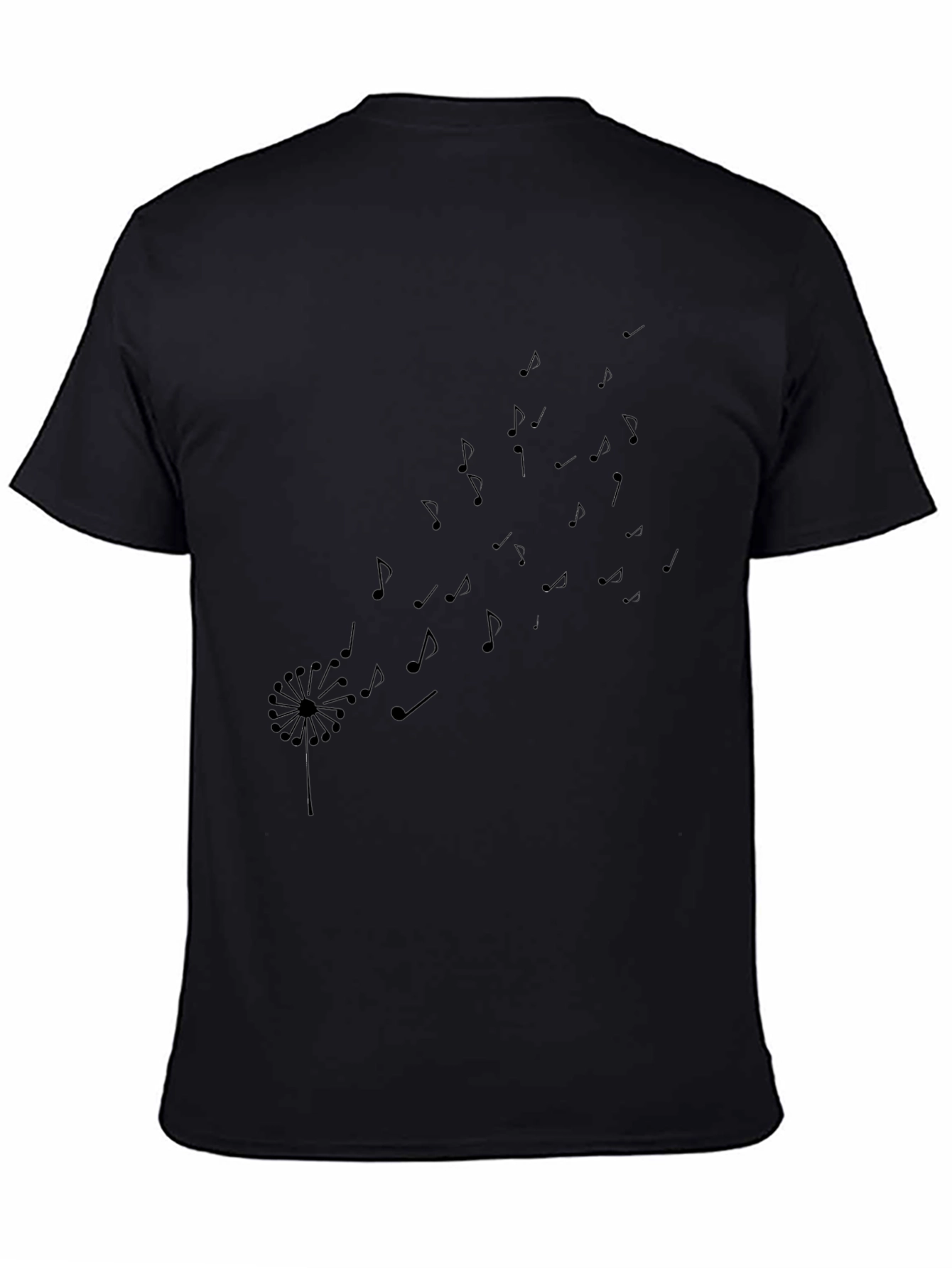 Black Dandelion Music Notes T-Shirt