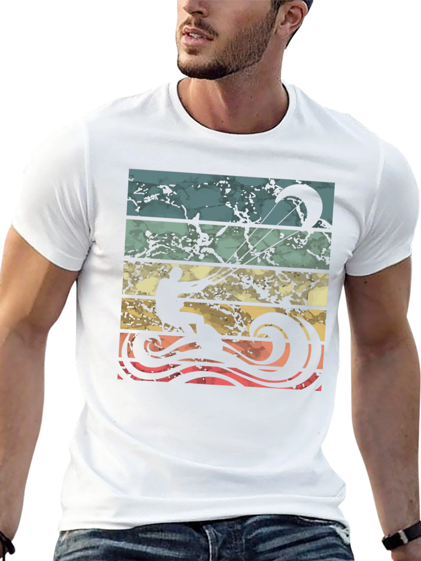 Retro Kite Surfing Graphic T-Shirt