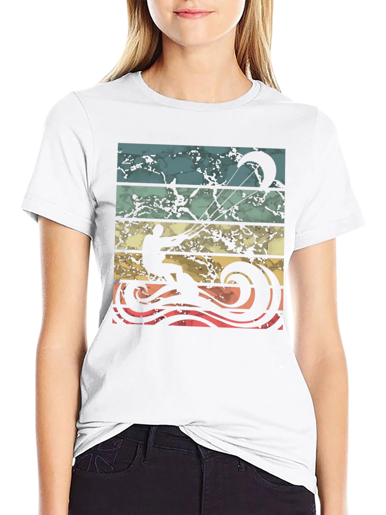 Retro Kite Surfing Graphic T-Shirt