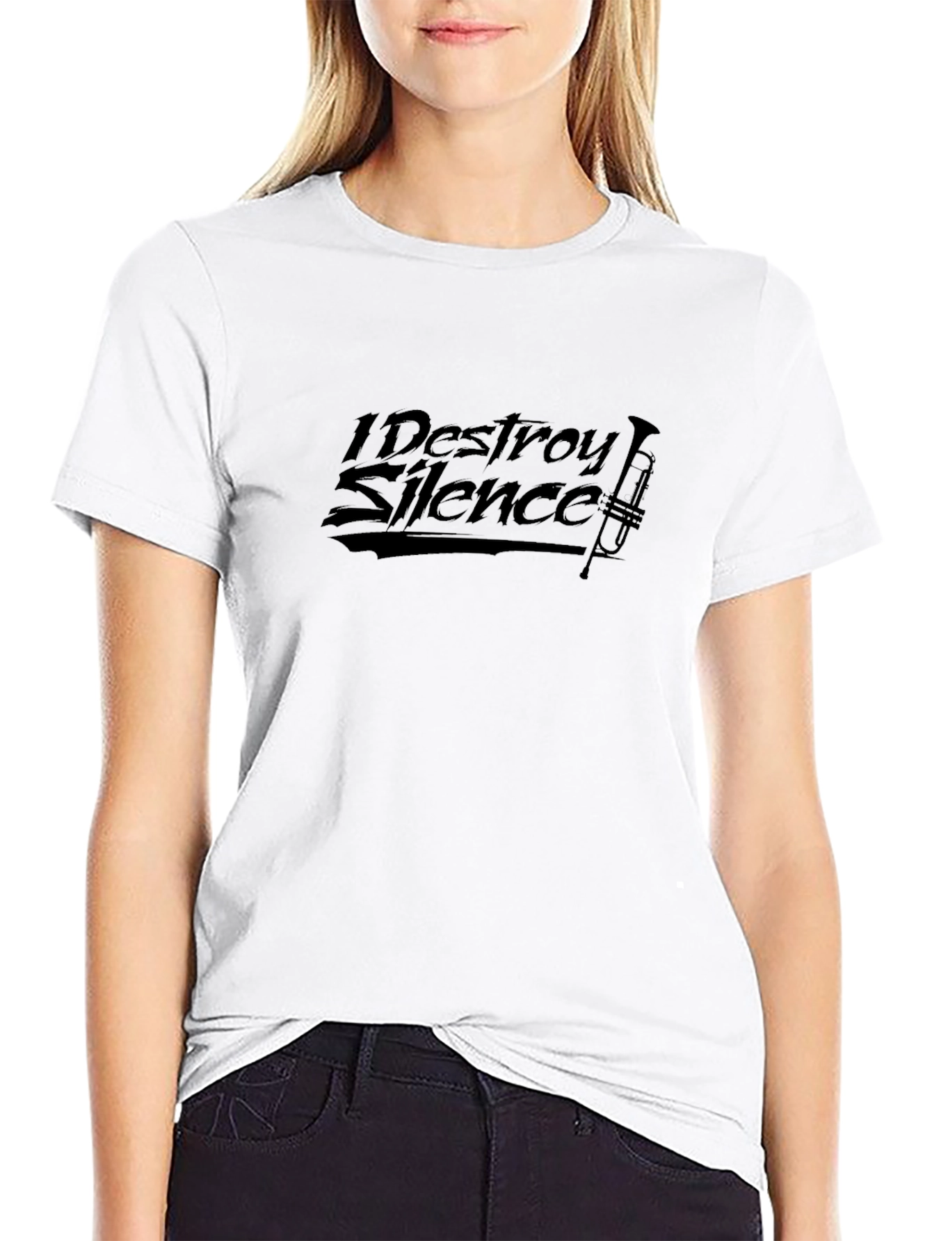 I Destroy Silence Trumpet Graphic Black Tee
