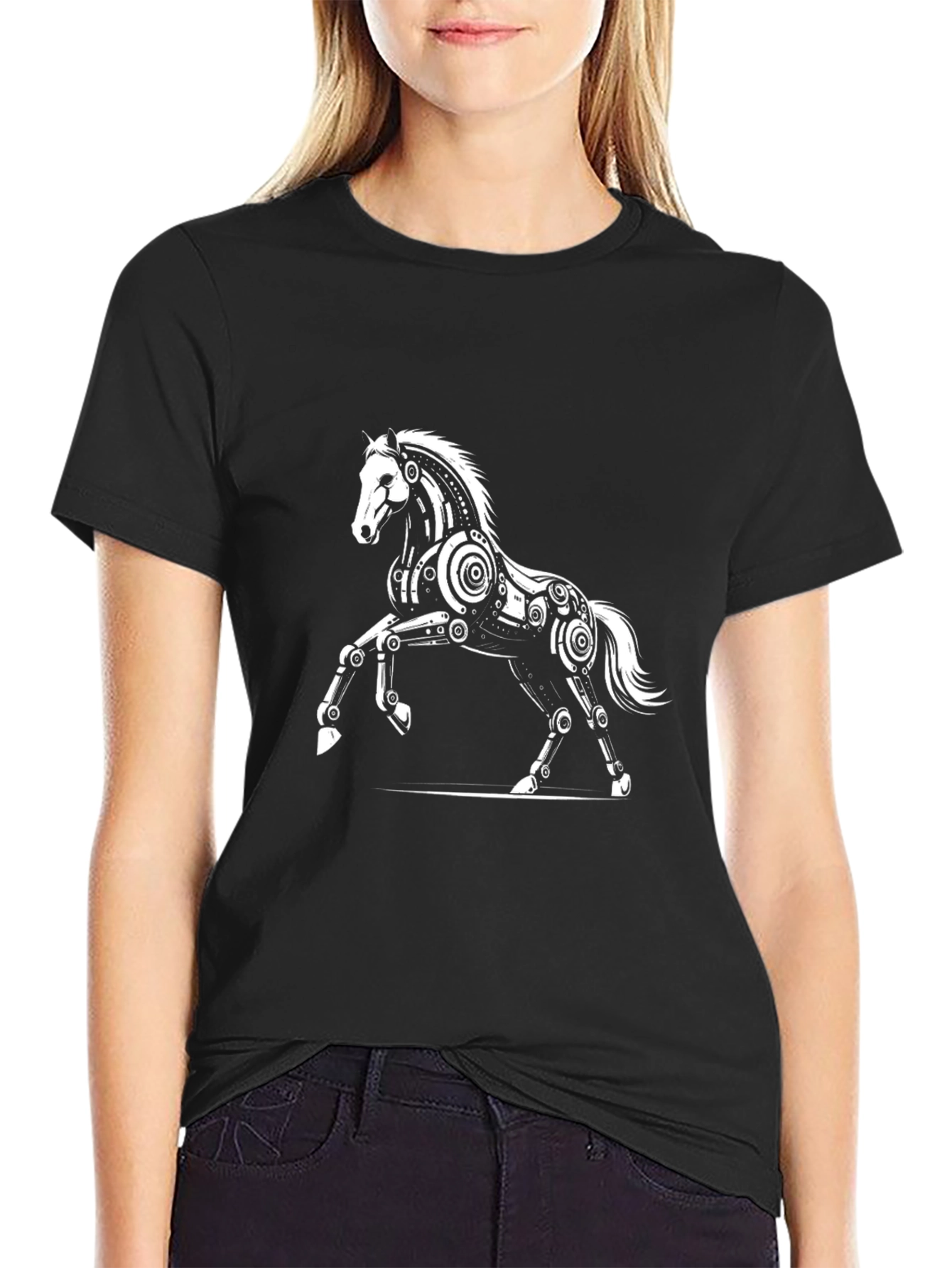 Mechanical Horse Graphic Tee - Black