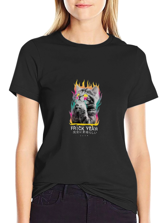 Frick Yeah Cat Tee - Trendy Graphic Print T-Shirt