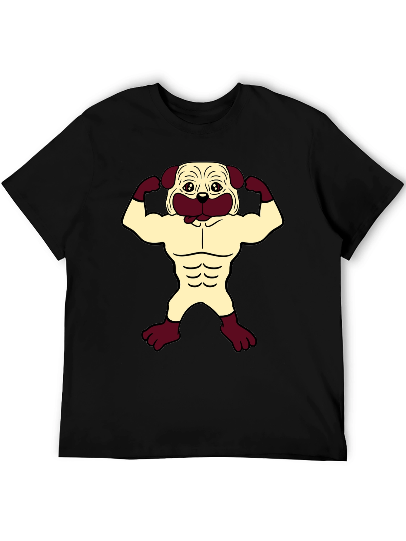 Pug Muscle T-Shirt - Black Graphic Tee