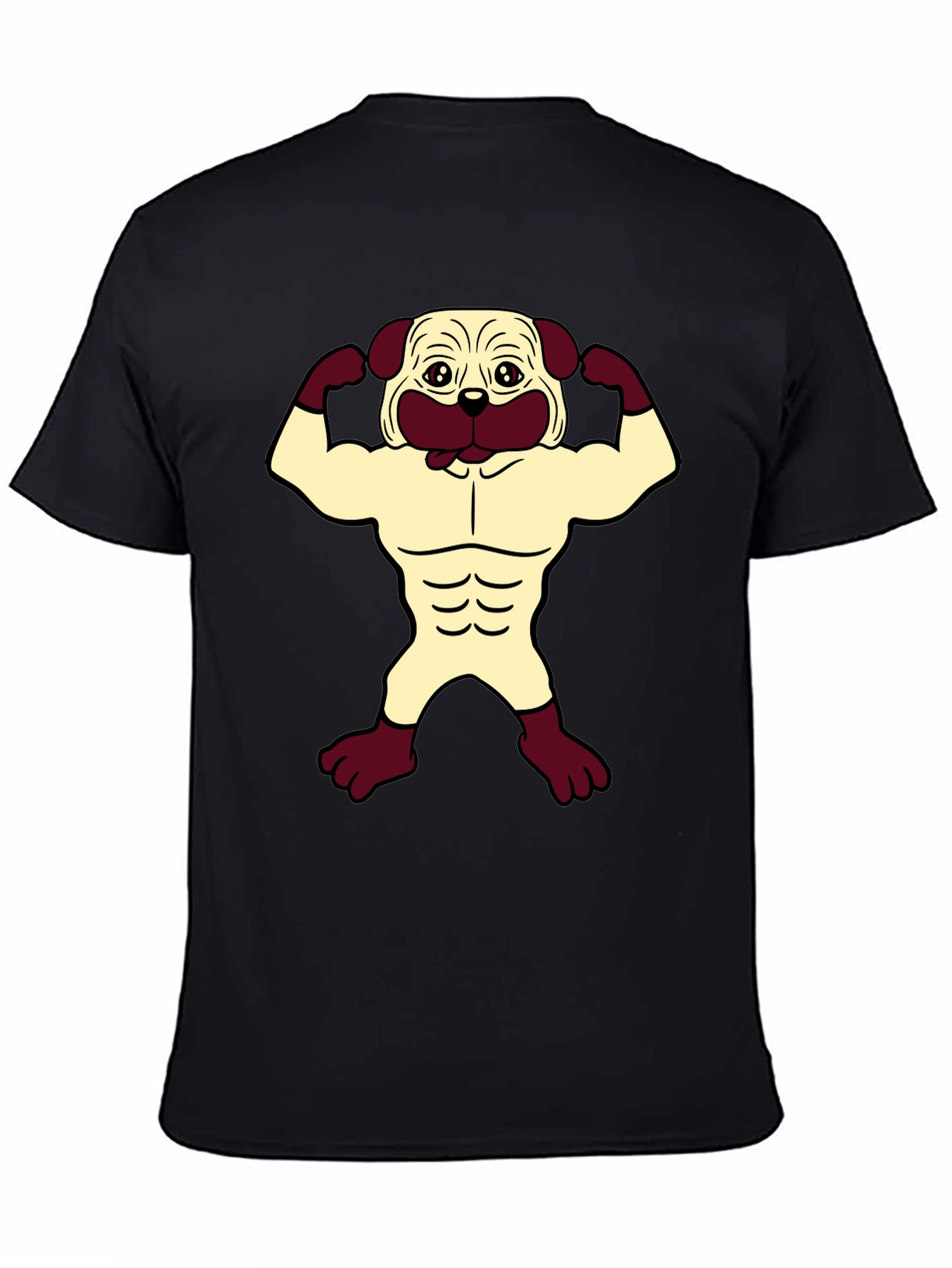 Pug Muscle T-Shirt - Black Graphic Tee