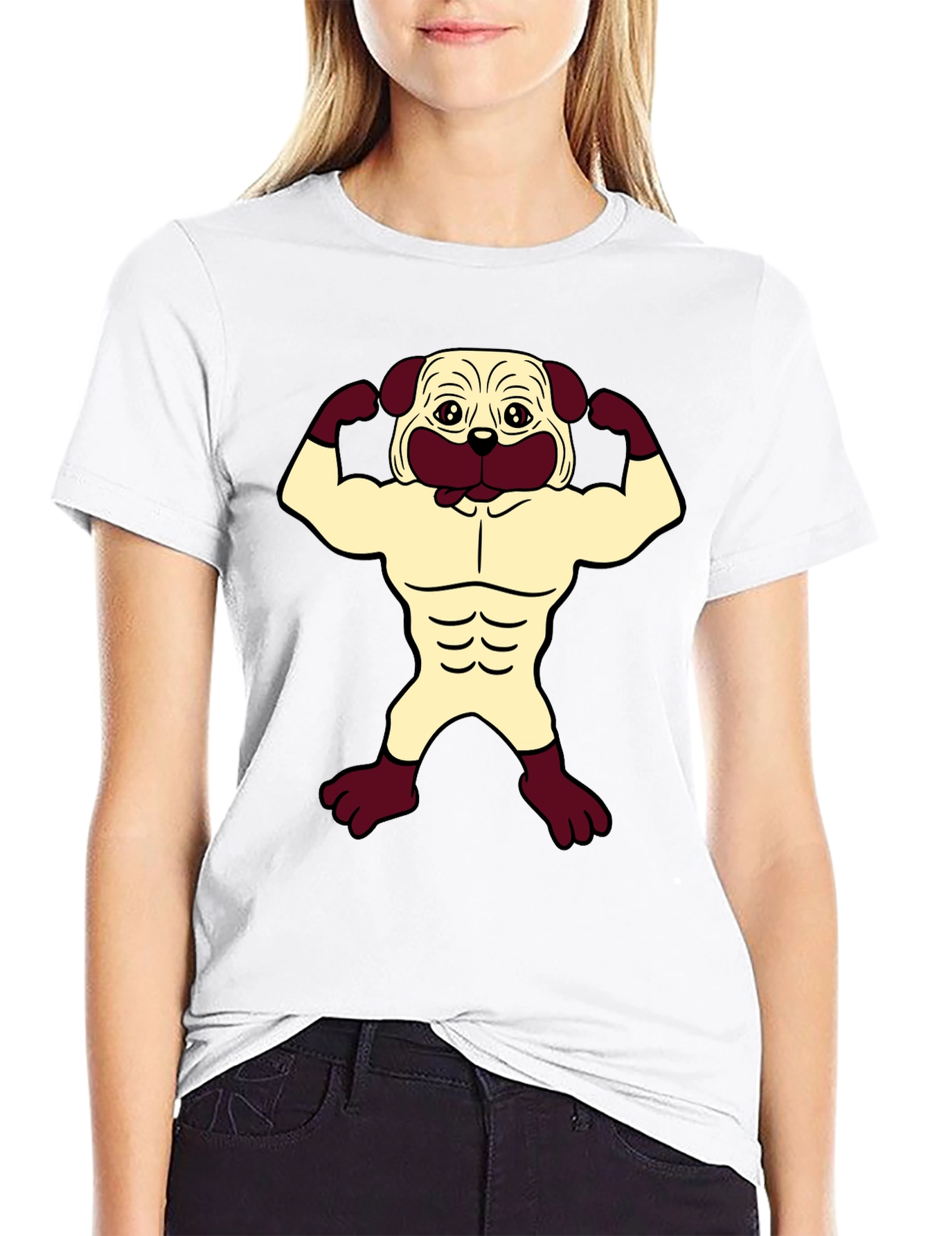 Pug Muscle T-Shirt - Black Graphic Tee