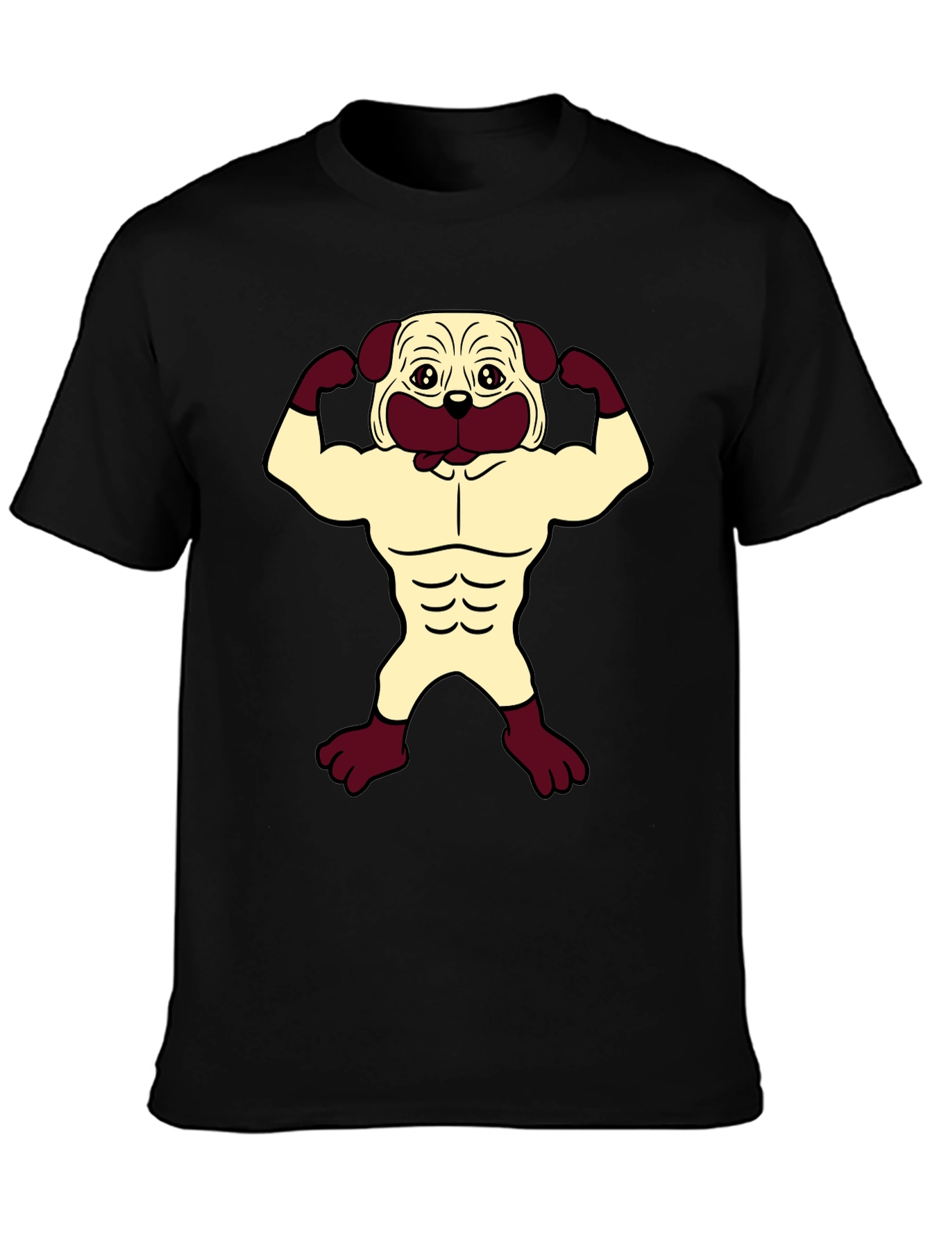 Pug Muscle T-Shirt - Black Graphic Tee