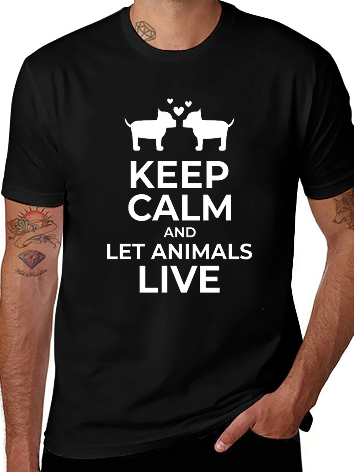 Keep Calm and Let Animals Live Black T-Shirt