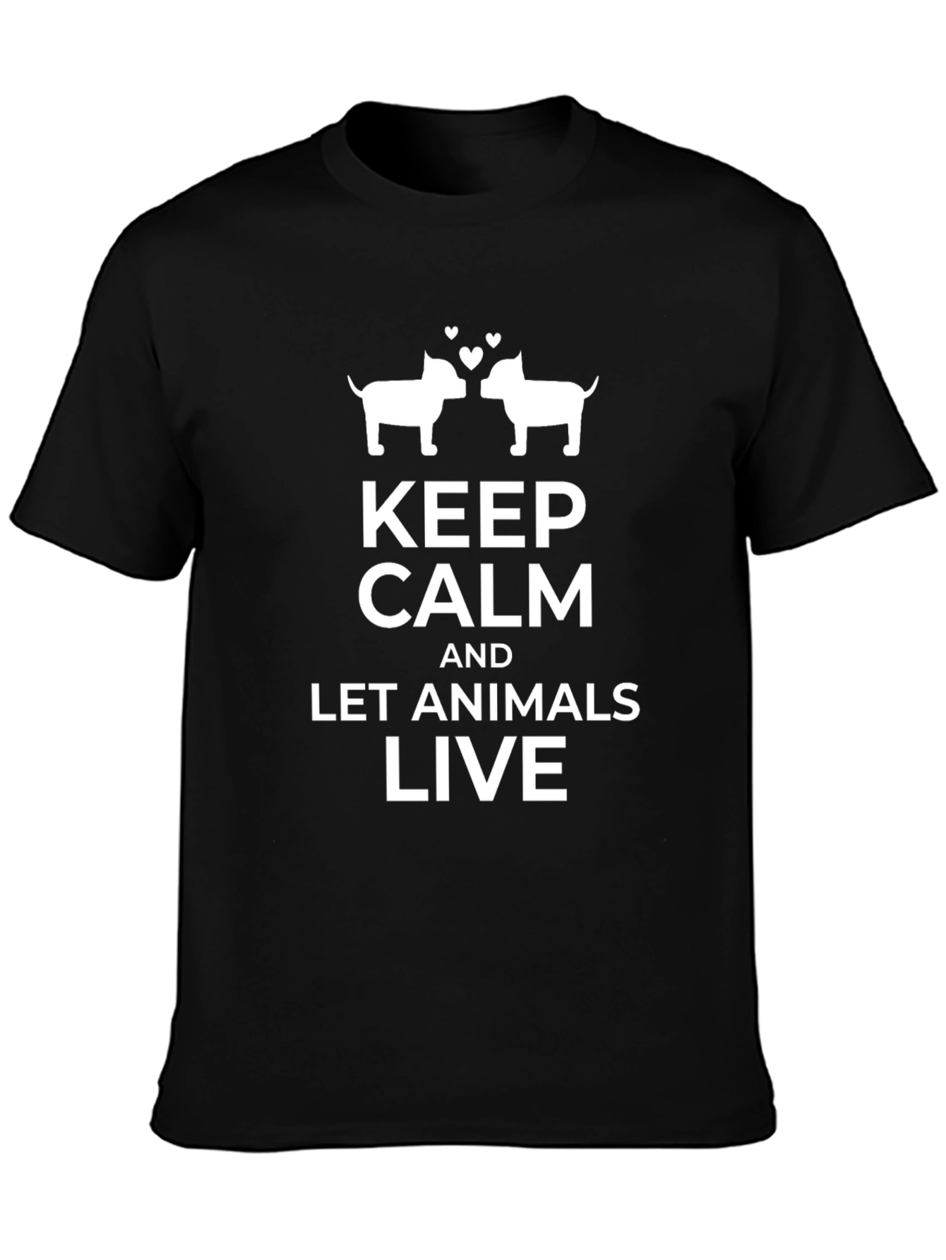 Keep Calm and Let Animals Live Black T-Shirt