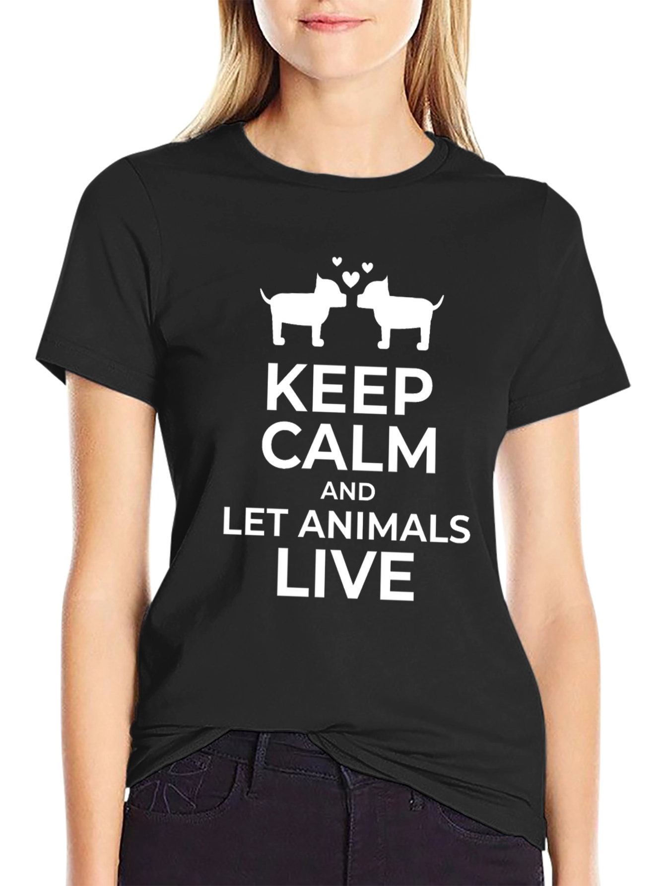 Keep Calm and Let Animals Live Black T-Shirt