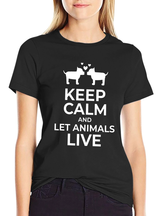 Keep Calm and Let Animals Live Black T-Shirt