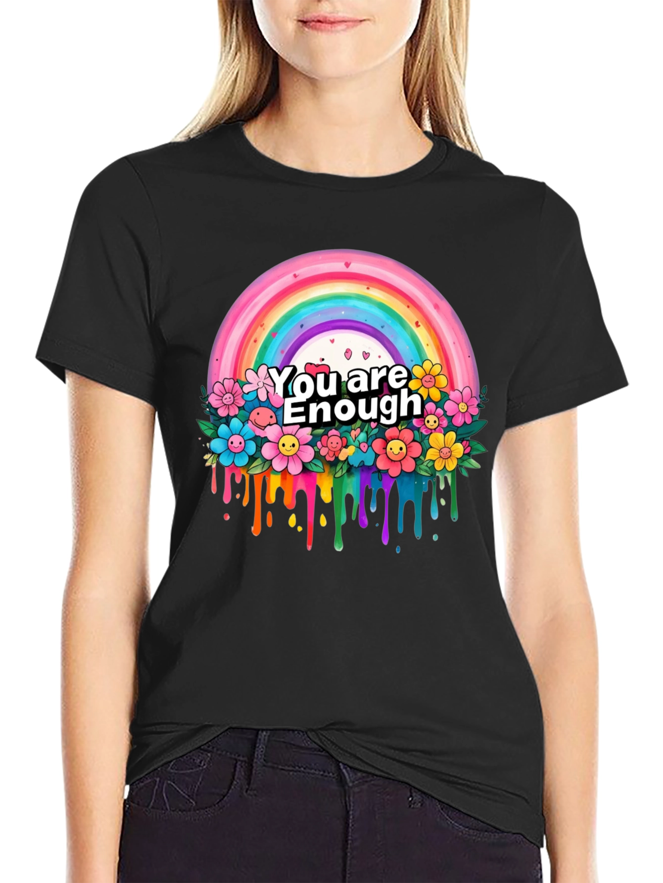 You Are Enough Rainbow Graphic T-Shirt