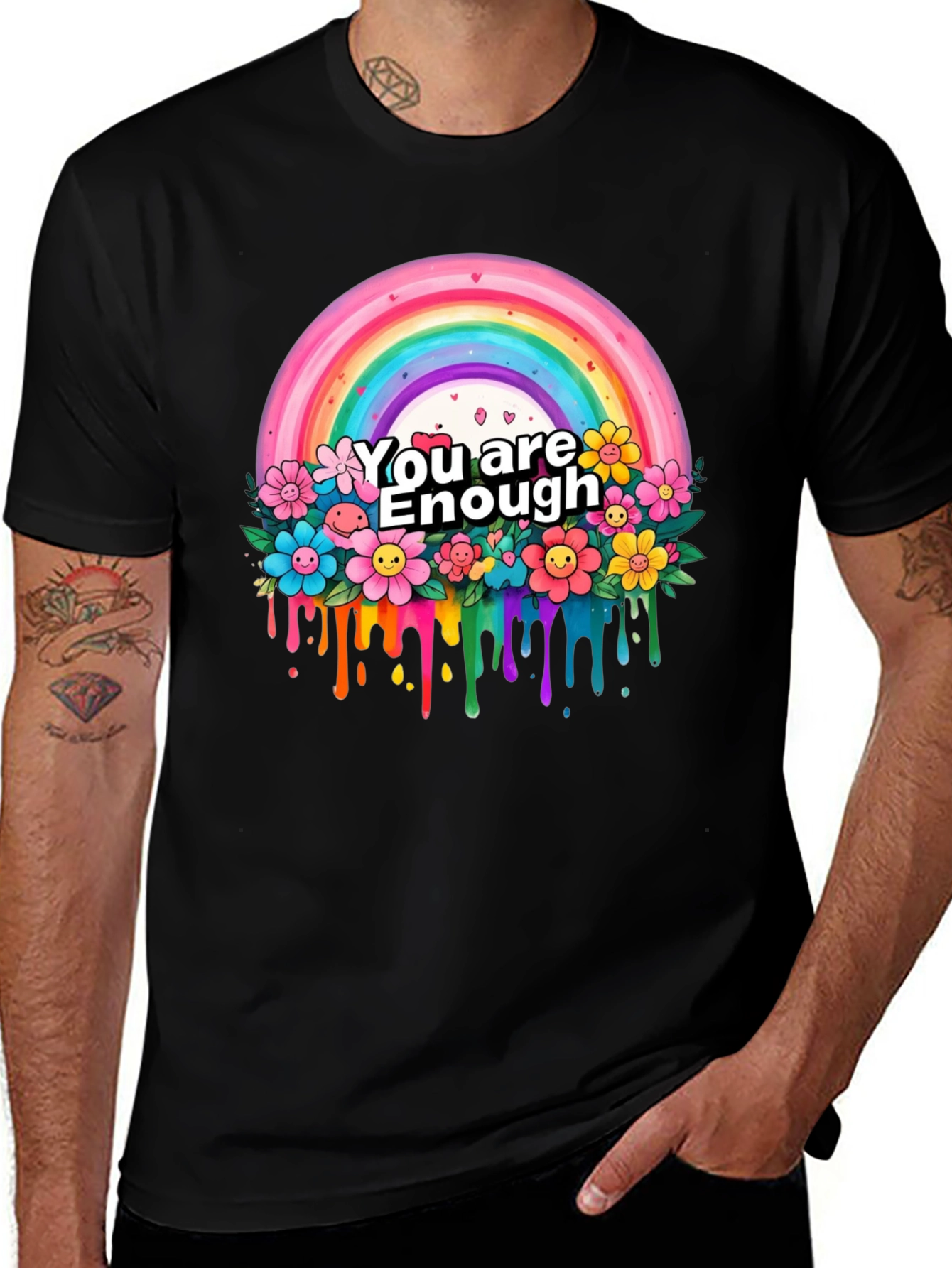 You Are Enough Rainbow Graphic T-Shirt
