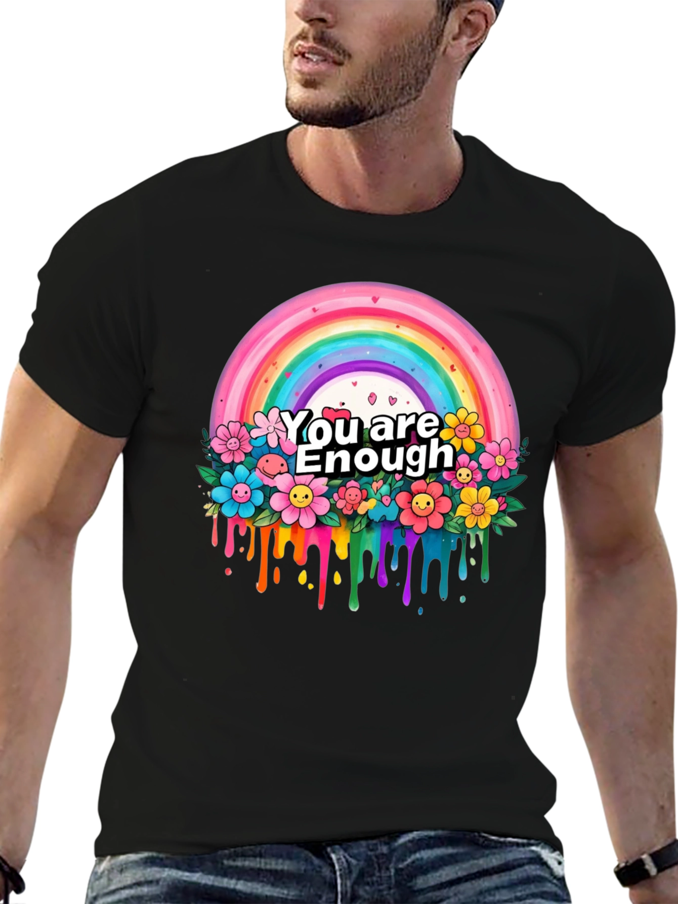 You Are Enough Rainbow Graphic T-Shirt