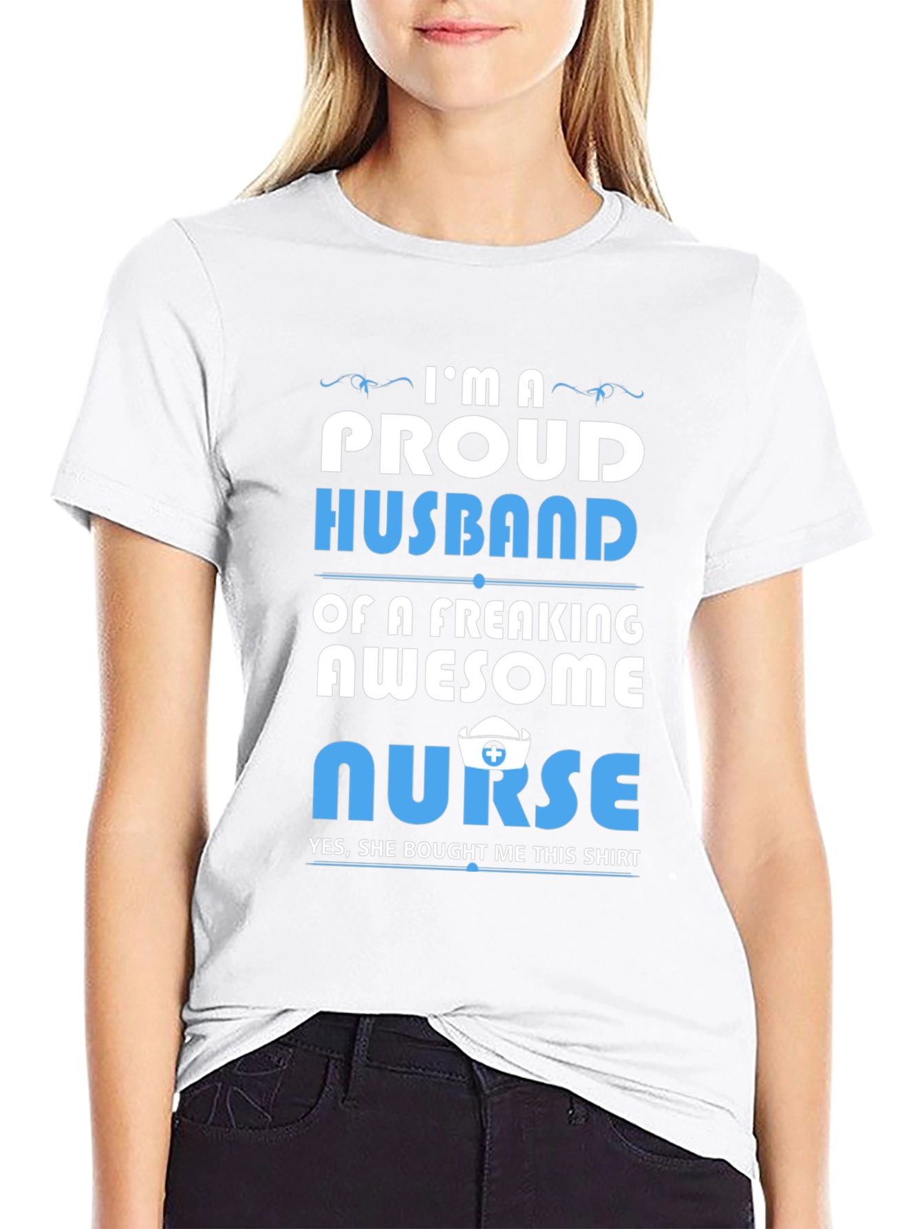 Proud Husband Awesome Nurse Graphic Tee