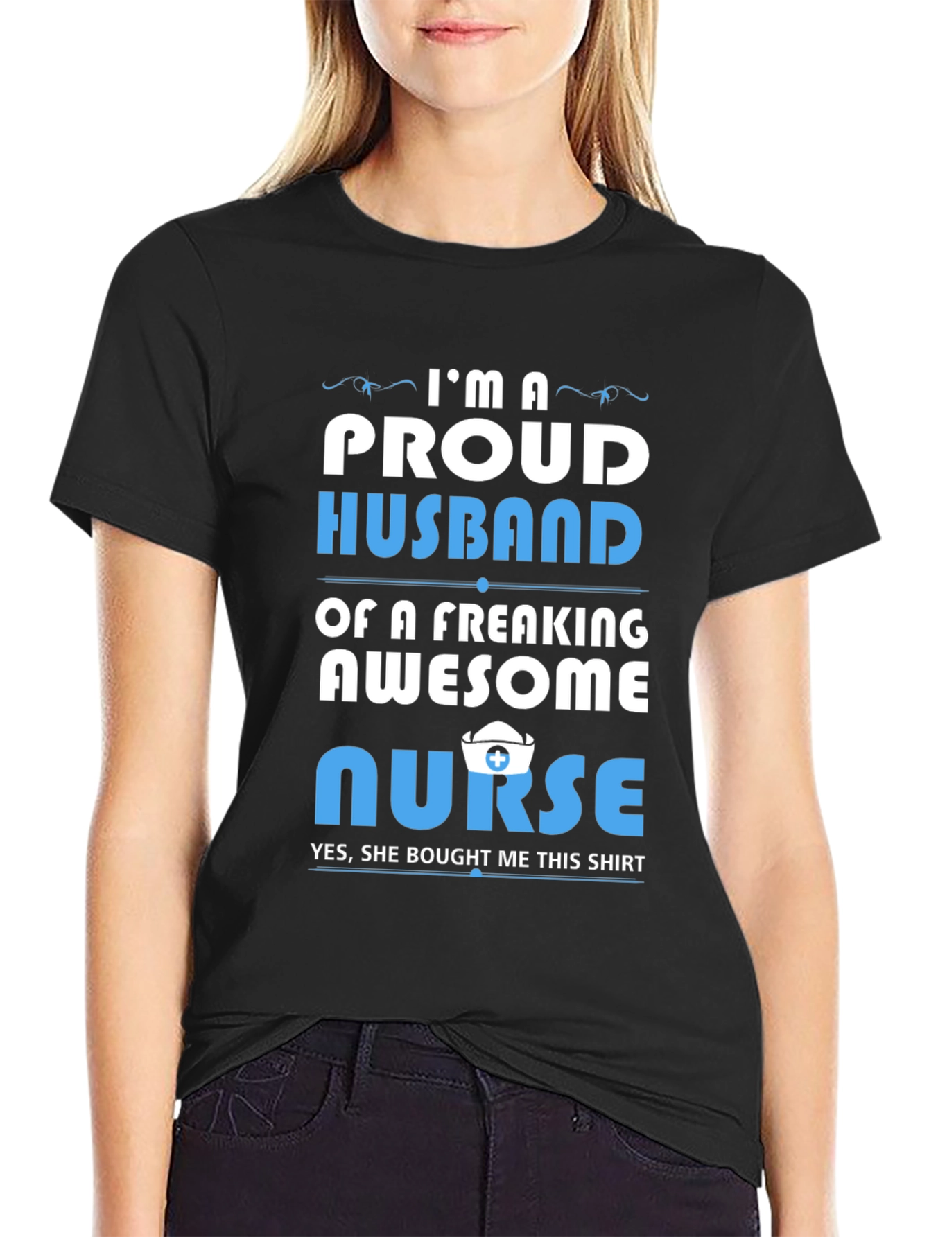 Proud Husband Awesome Nurse Graphic Tee