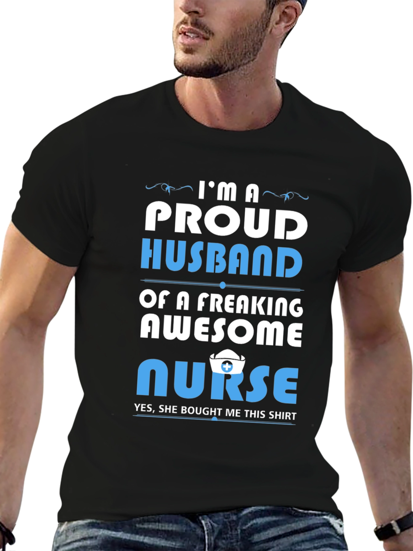 Proud Husband Awesome Nurse Graphic Tee