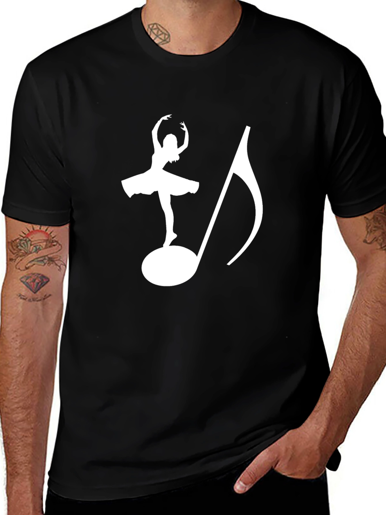 Ballerina & Music Note Graphic T-Shirt