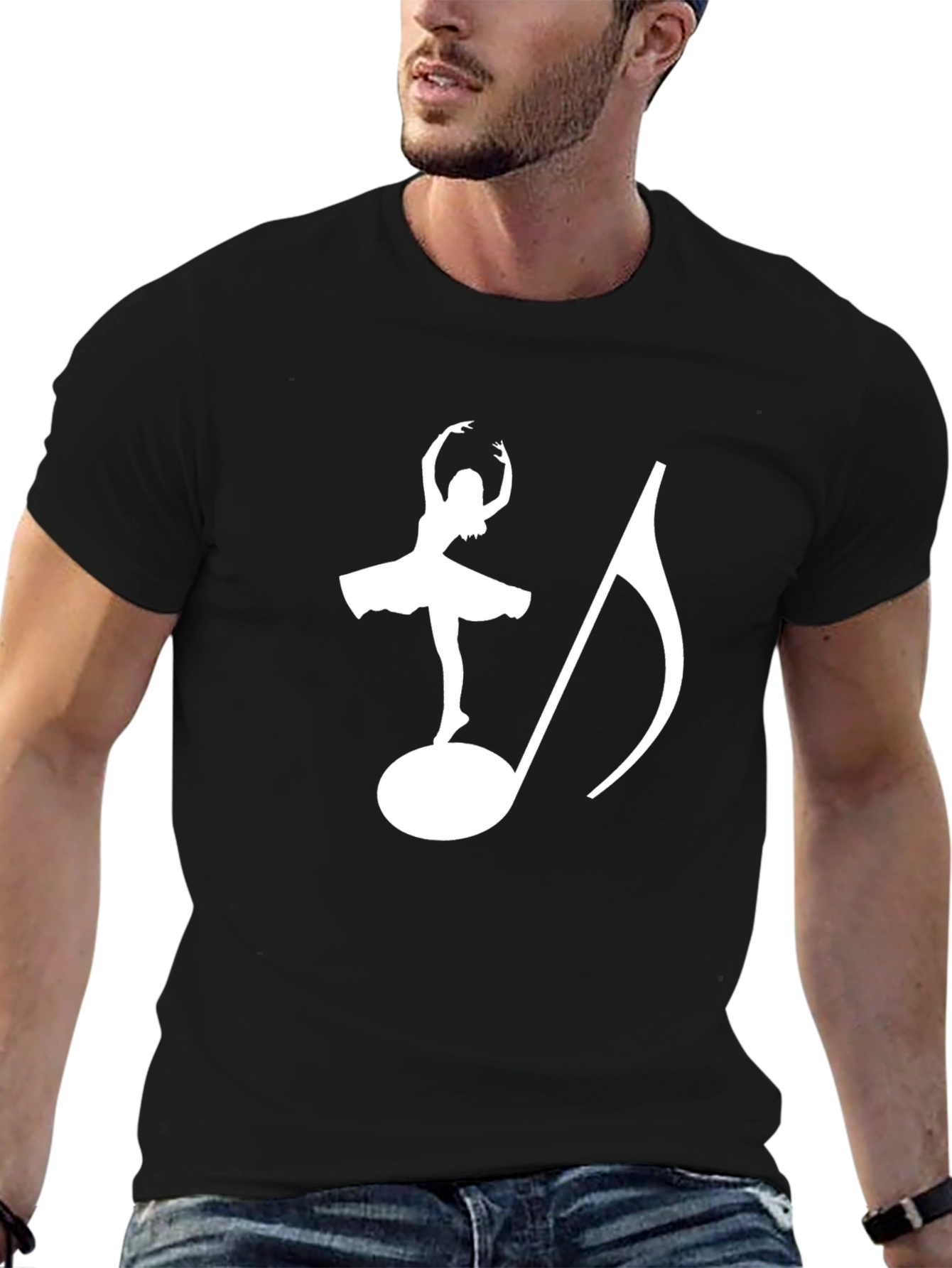 Ballerina & Music Note Graphic T-Shirt