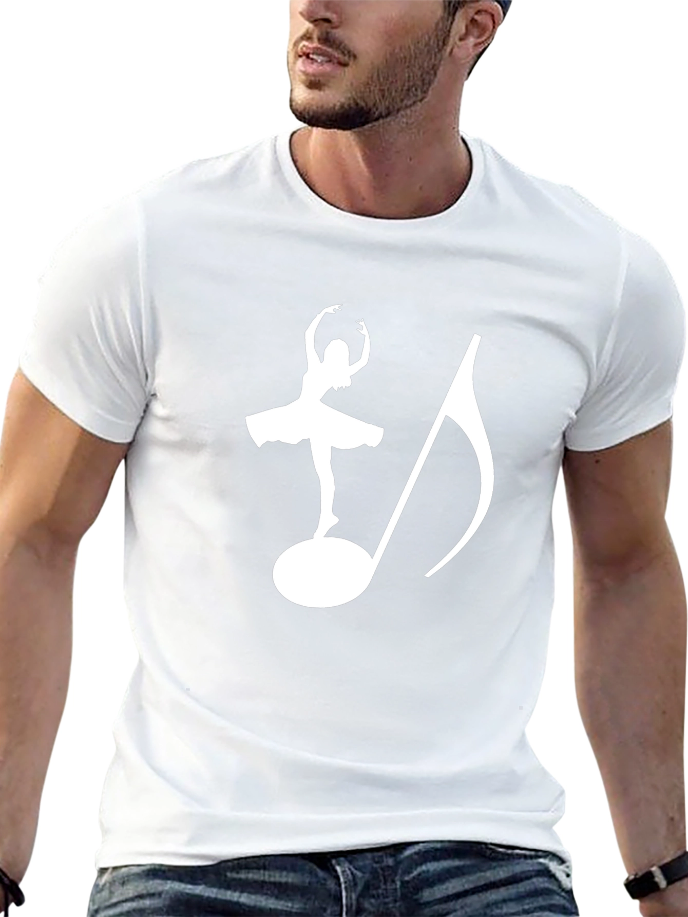 Ballerina & Music Note Graphic T-Shirt