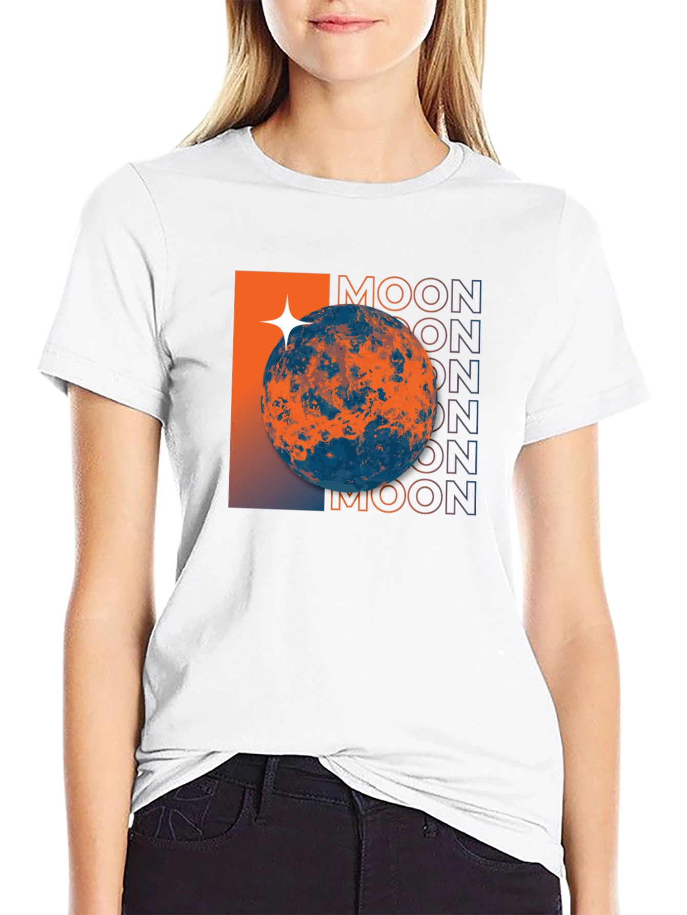 Moon Graphic Tee - Space Inspired Design