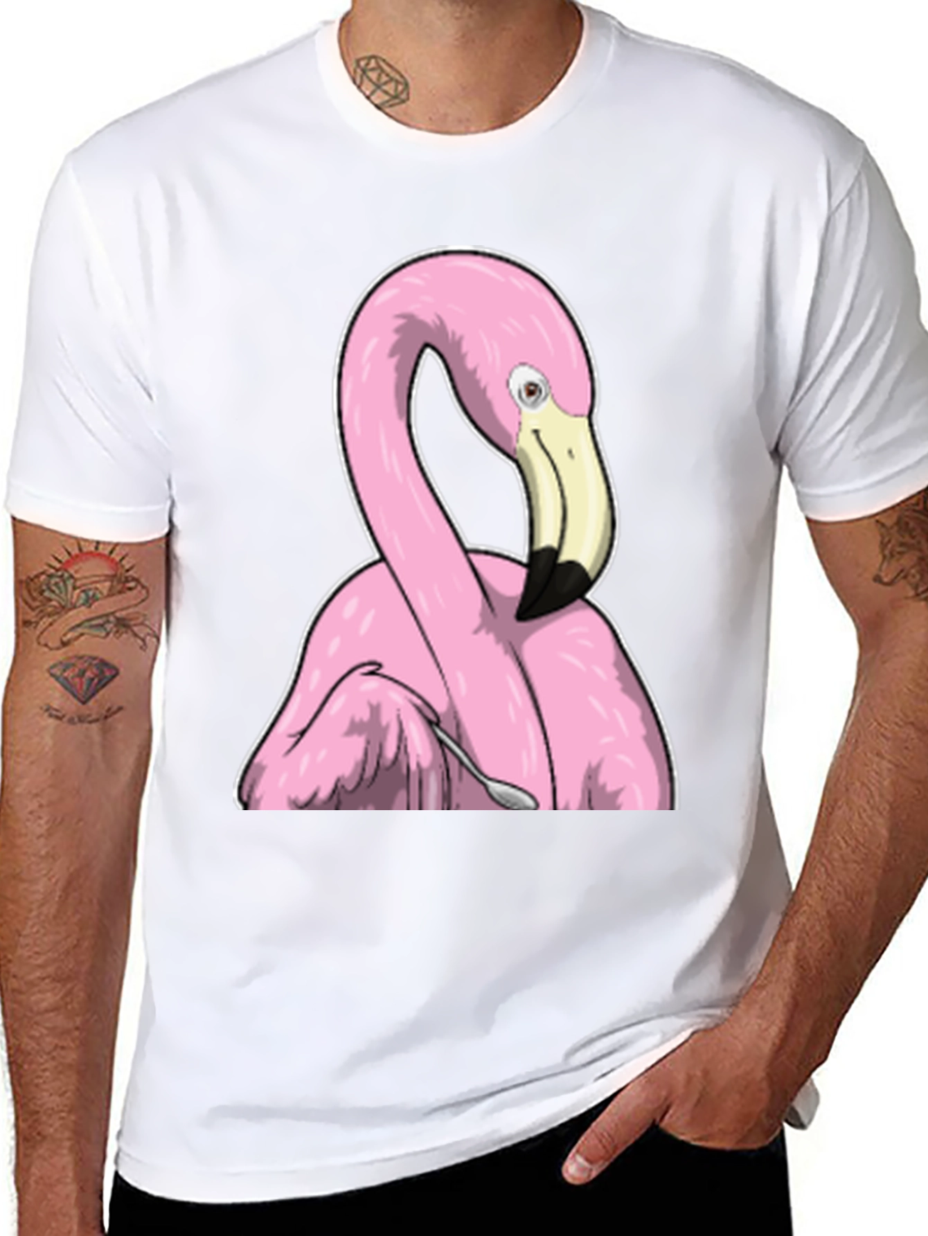 Funny Flamingo Spooning T-Shirt - Unique Graphic Tee