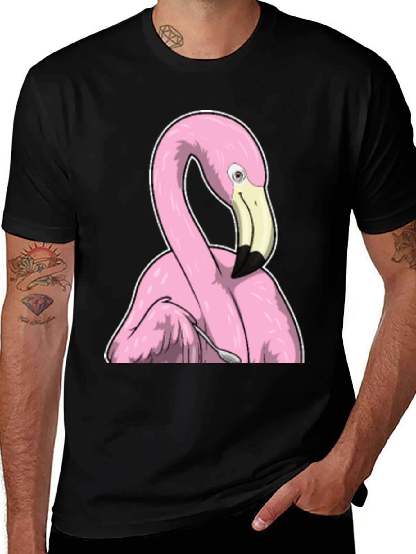 Funny Flamingo Spooning T-Shirt - Unique Graphic Tee