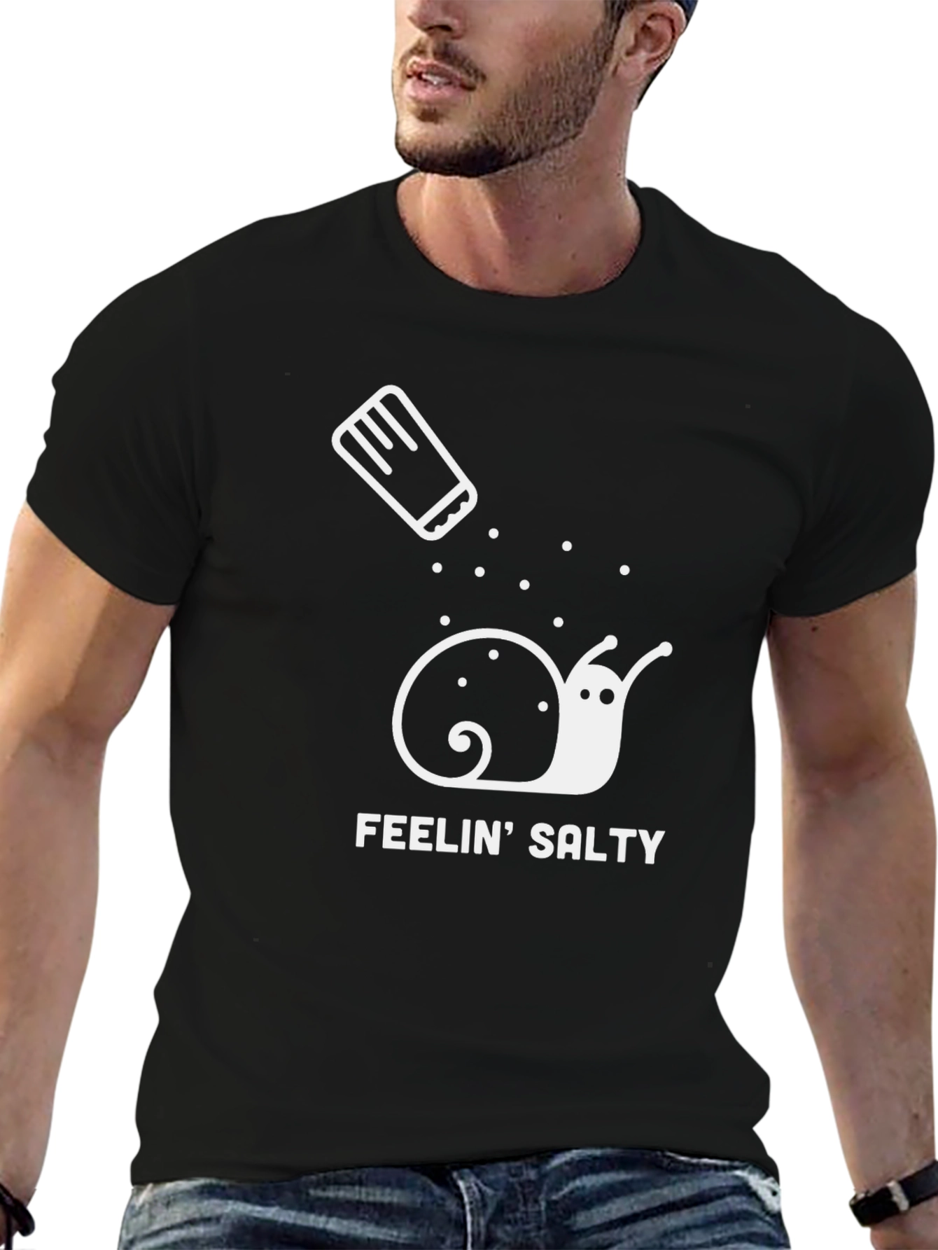 Feelin Salty Snail Graphic T-Shirt - Black Cotton