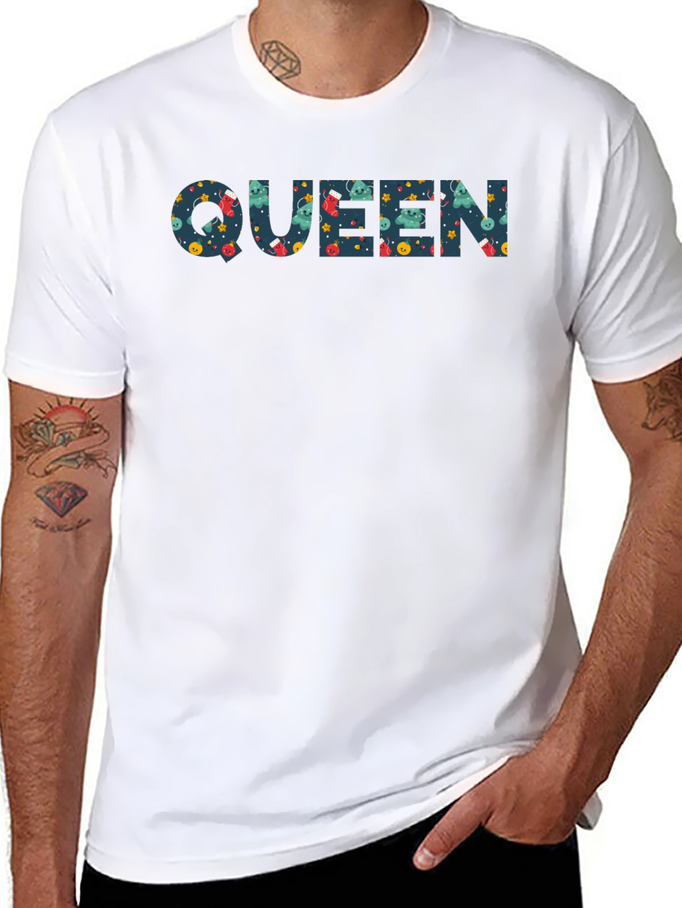 Queen Patterned Print Black T-Shirt
