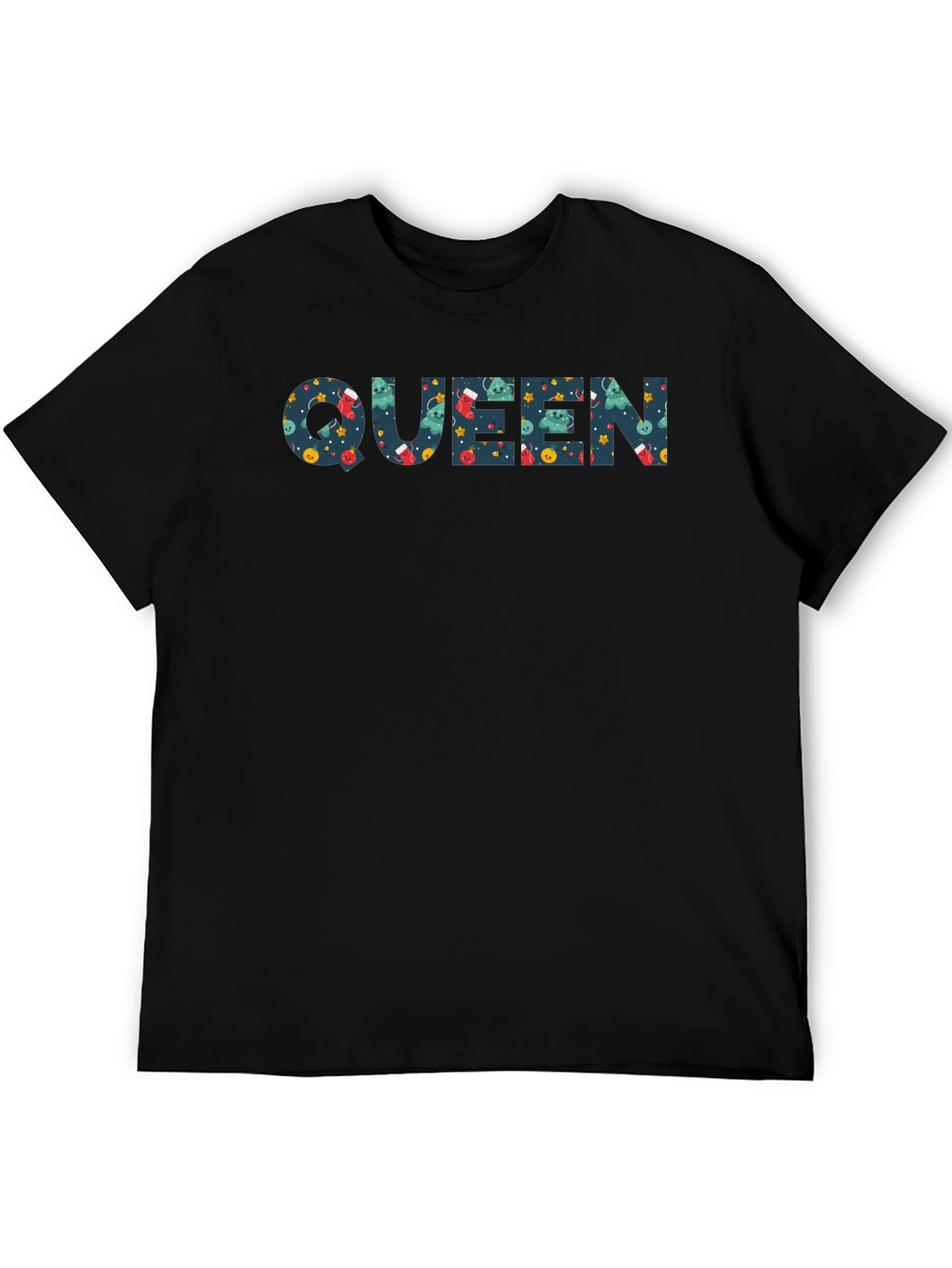 Queen Patterned Print Black T-Shirt