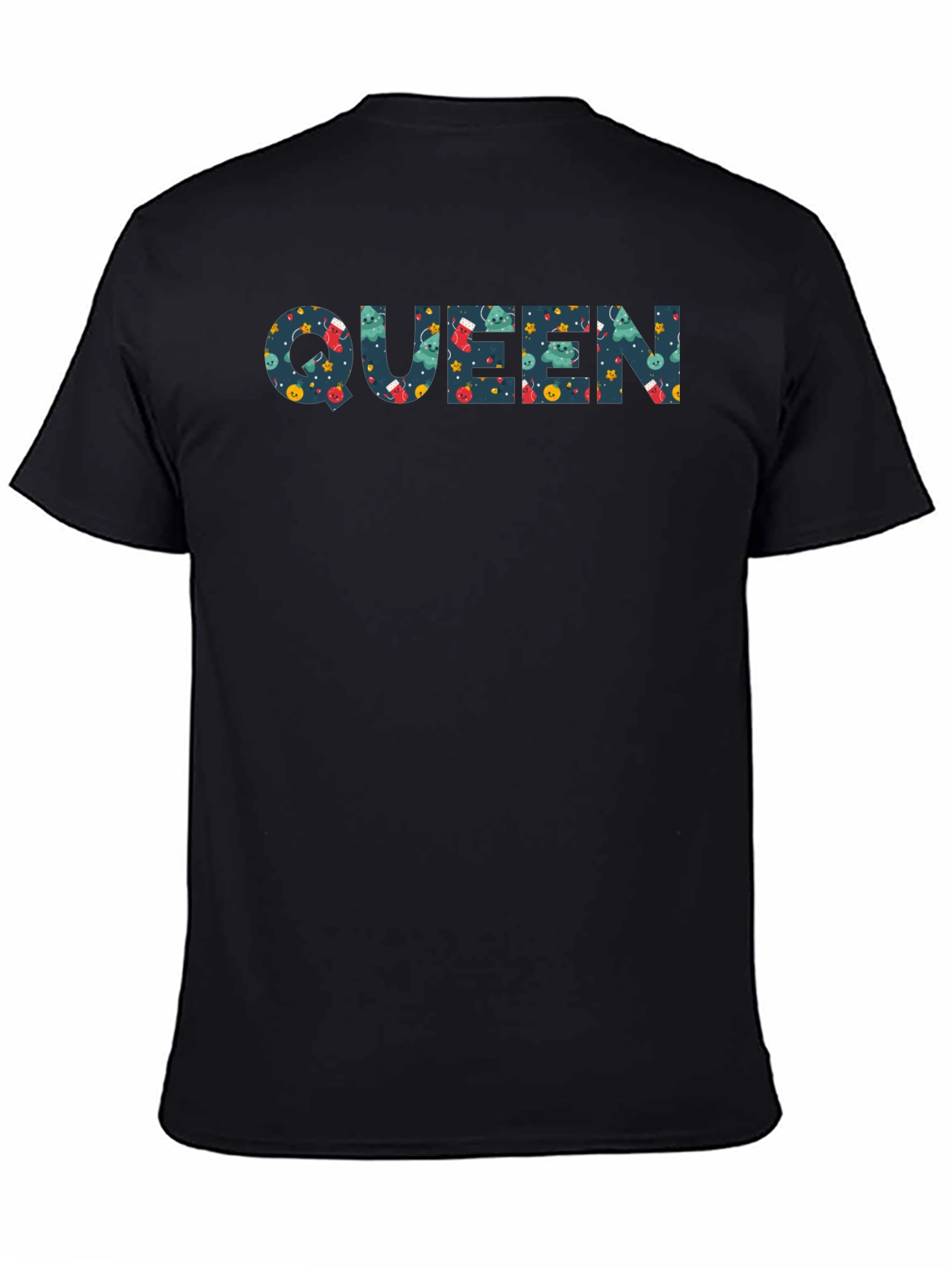 Queen Patterned Print Black T-Shirt