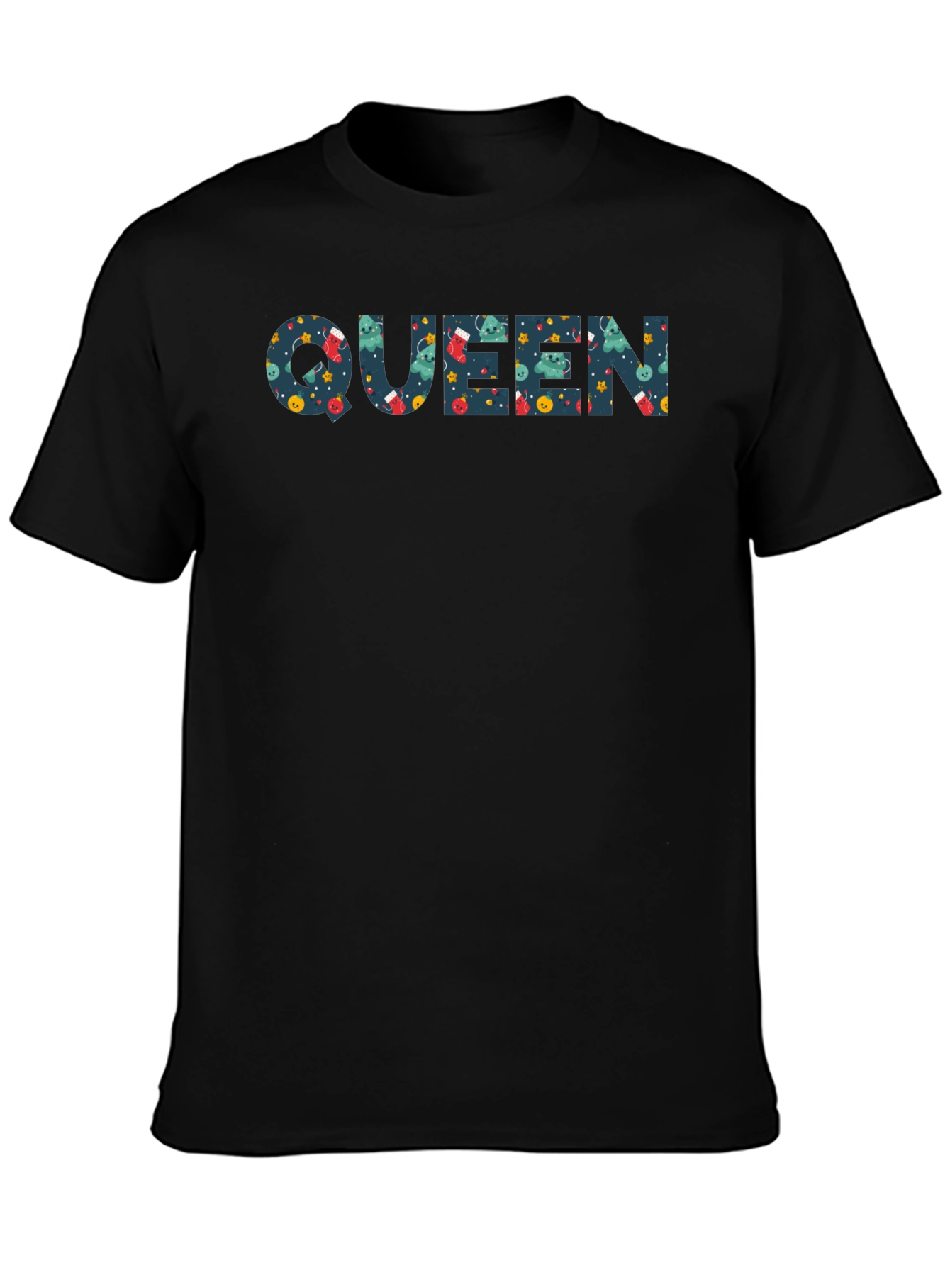 Queen Patterned Print Black T-Shirt