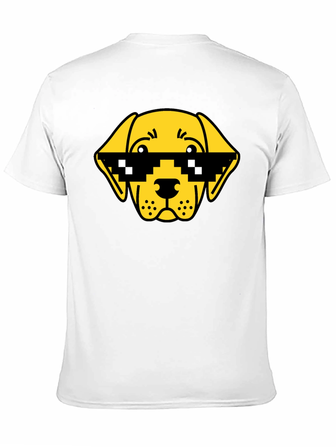 Funny Dog Pixel Sunglasses Black T-Shirt