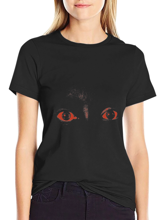 Eerie Eyes Graphic Black Tee - Striking Design