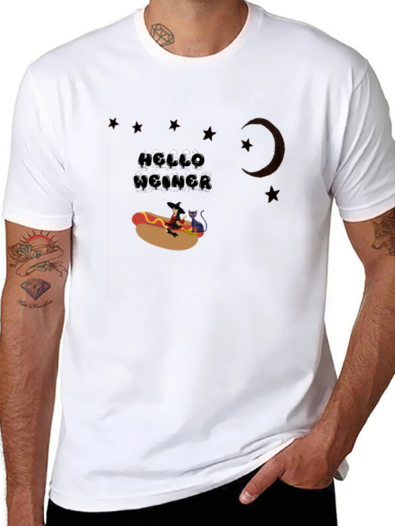 Hello Weiner Graphic Tee - Fun Halloween Shirt