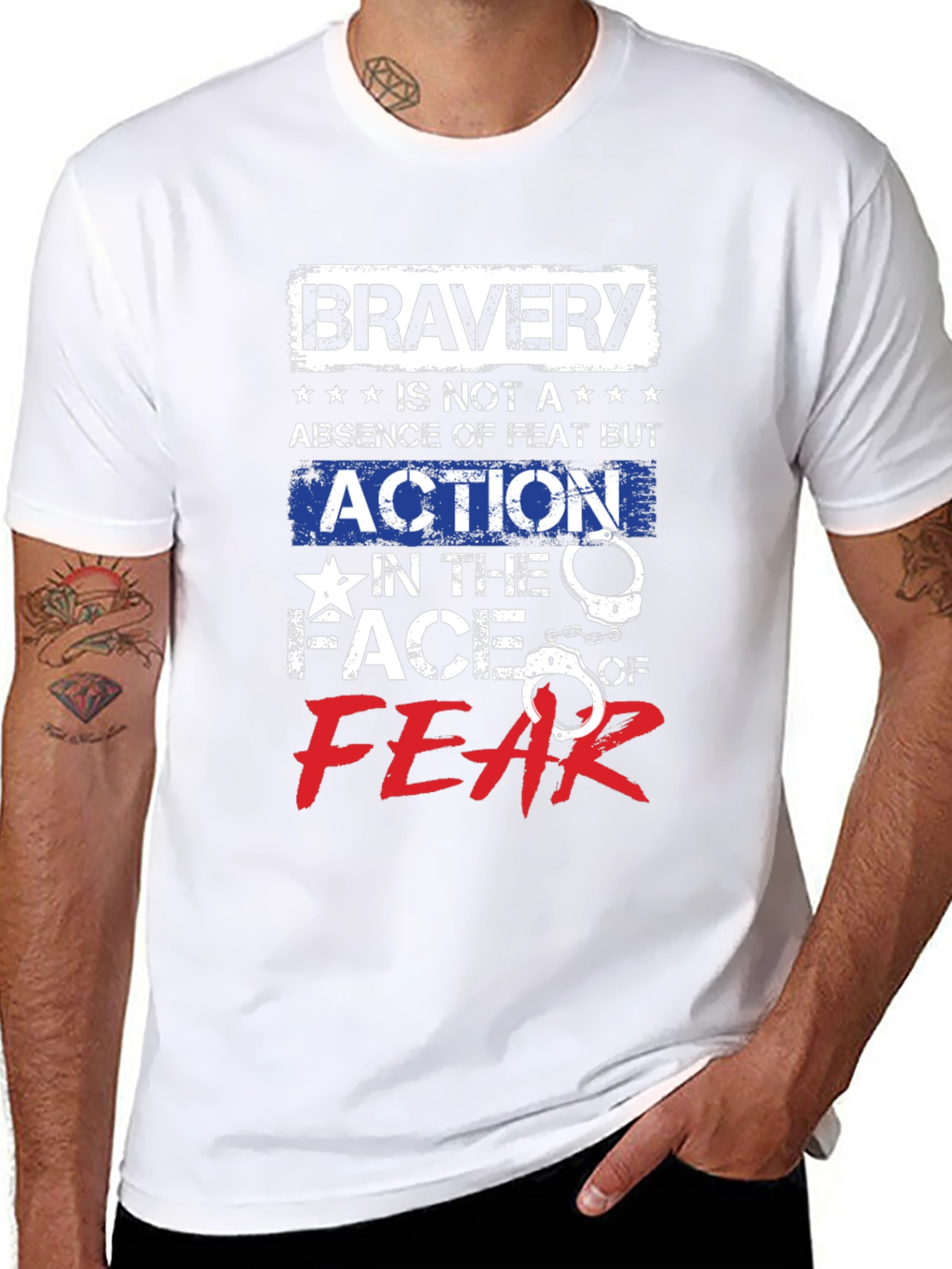Bravery Action Face Fear Graphic T-Shirt