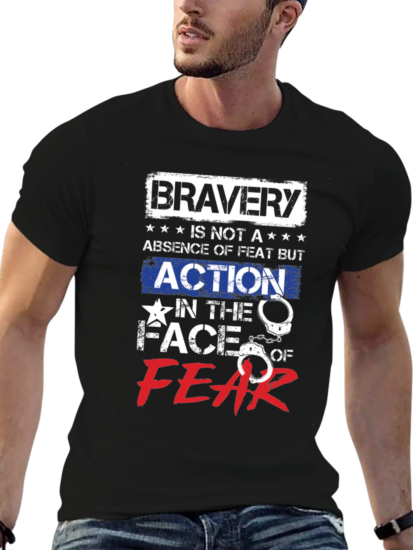 Bravery Action Face Fear Graphic T-Shirt
