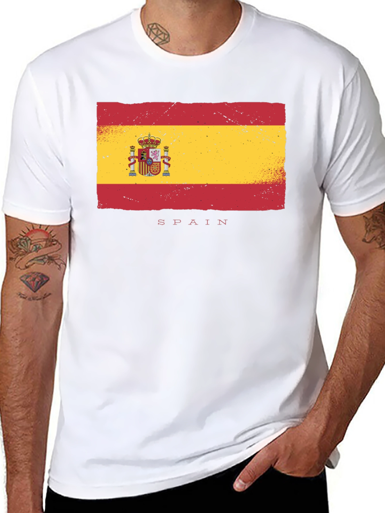 Spain Flag T-Shirt - Distressed Design