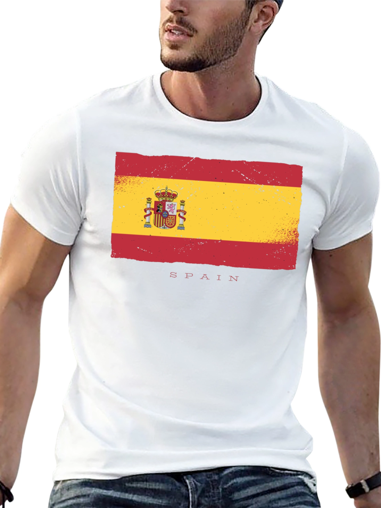 Spain Flag T-Shirt - Distressed Design
